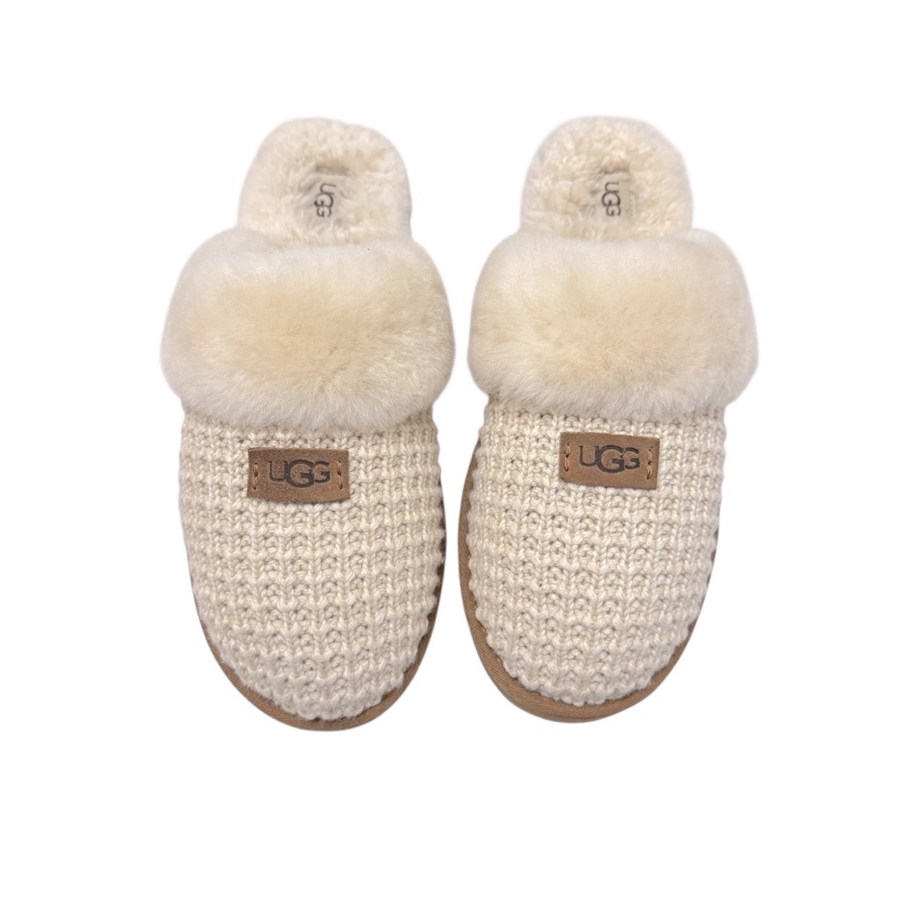 UGG® Women's Cream Cozy Knit Shearling Mule Slippers size 12 - Picture 4 of 11